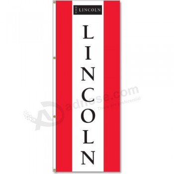 3x8 футов. Вертикальный флаг с логотипом Линкольна с высоким качеством
