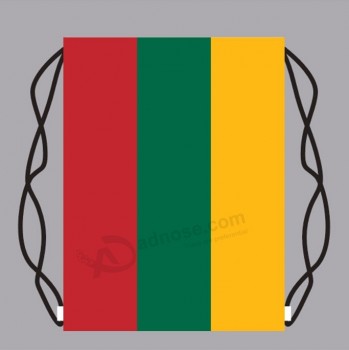 Venda quente poliéster bandeira da lituânia mochila com cordão saco para promoção