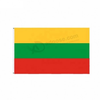 venta al por mayor 100% poliéster 3x5ft stock amarillo verde rojo bandera lituana de lituania