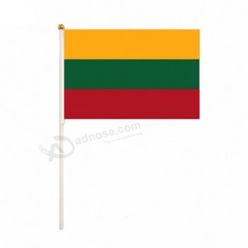 100% Nylon 2019 Ereignisse Litauen nationales Logo Hand Flagge