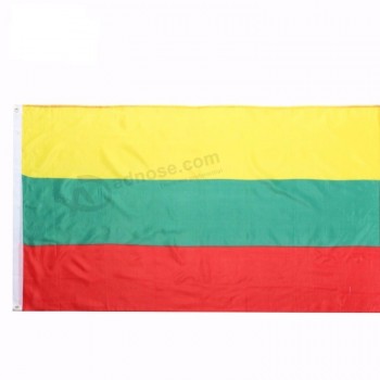 Durable polyester double stitched rectangle 3x5ft lithuania flag with 2pcs eyelets