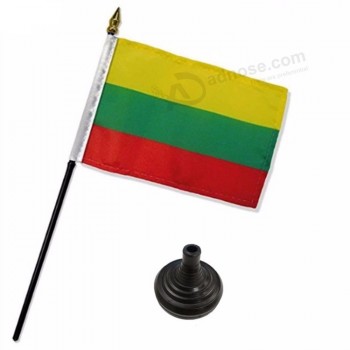 pequeña bandera de mesa de lituania de poliéster de buena calidad personalizada