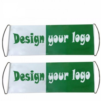 Custom logo pvc hand held fan banner with you should be here sign
