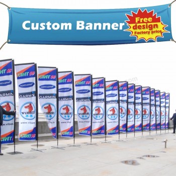 Tela personalizada de alta calidad impresa a todo color con banderas voladoras al aire libre Bangkok Tailandia con logotipo propio