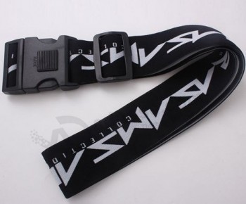 cinturón de equipaje de viaje personalizado con logo negro impreso