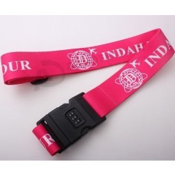 Custom one color printing logo luggage belt with lock scale