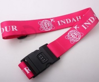 Custom one color printing logo luggage belt with lock scale