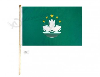 美国批发超市3x5 3'x5'澳门聚酯旗，带5'（英尺）旗杆套件，带壁挂式支架和螺钉