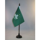 vlag macau tafel vlag 4 '' x 6 '' - macanese bureau vlag 15 x 10 cm - zwarte plastic stok en voet