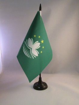 FLAG Macau Table Flag 5'' x 8'' - Macanese Desk Flag 21 x 14 cm - Black Plastic Stick and Base