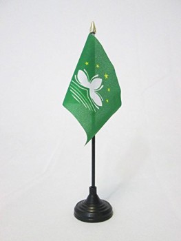flag macau table flag 4 '' x 6 '' - bandera de escritorio macanese 15 x 10 cm - tapa de lanza dorada