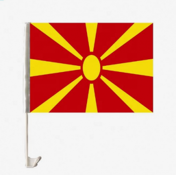 Fabrik, die Autofenster-Mazedonien-Flagge mit Plastikpfosten verkauft