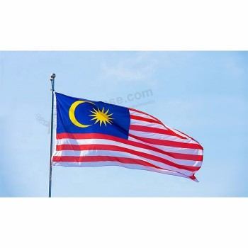 Baixo preço de atacado bandeira nacional de suspensão ao ar livre personalizado 3x5ft impressão poliéster bandeira da malásia
