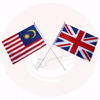 promoción personalizada malasia pequeña gira banderas de mano nacionales