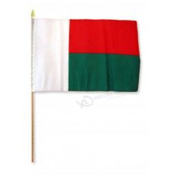 12 inch x 18 inch (6 Pack) Madagascar Stick Flag with Wood Staff for Home and Parades, Official Party, All Weather Indoors Outdoors
