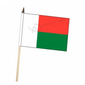 mini cheap custom printed madagascar hand held flag with flagpole