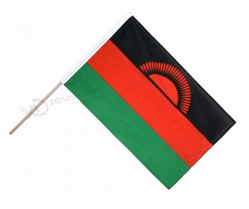 Ventilador animando pequeña poliéster país nacional malawi bandera de mano