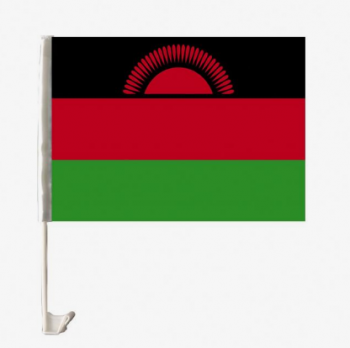 Double sided polyester Malawi national car flag with plastic pole