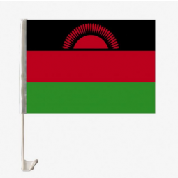 double sided polyester malawi national car flag with plastic pole