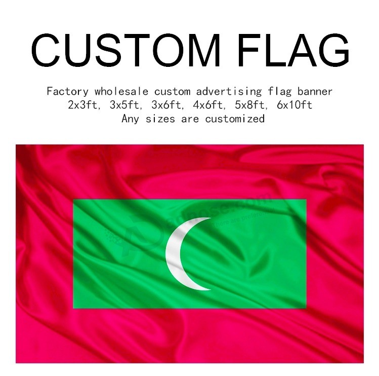 Eco turismo Maldivas bandeira do país de malha tecido barato poliéster bandeira nacional
