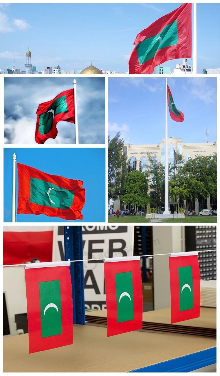 Turismo ecológico Maldivas bandera del país tejido de punto poliéster barato bandera nacional