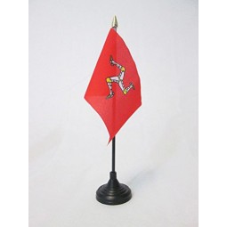 AZ FLAG Isle of Man Table Flag 4'' x 6'' - Manx - English Desk Flag 15 x 10 cm - Golden Spear top