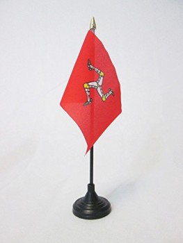 AZ FLAG Isle of Man Table Flag 4'' x 6'' - Manx - English Desk Flag 15 x 10 cm - Golden Spear top