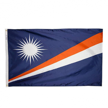 2 개의 밧줄 고리를 가진 폴리 에스테 3 * 5ft marshall 섬 국가 깃발