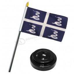 martinique 4 inch x 6 inch flag desk Set table stick with black base for home and parades, official party, All weather indoors outdoors