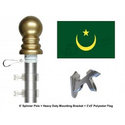 Mauritania Flag and Flagpole Set, Choose from Over 100 World and International 3'x5' Flags and Flagpoles, Includes Mauritanian Flag