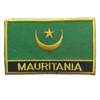 Mauretanien Flagge Patch / gestickte Reise Patch Sew-On von Backwoods Barnaby (Mauretanien Aufbügeln w / Wörter, 2 