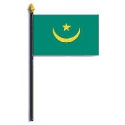 Mauritanië vlag rayon op personeel 4 in. x 6 in.