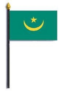 Mauritania Flag Rayon On Staff 4 in. x 6 in.
