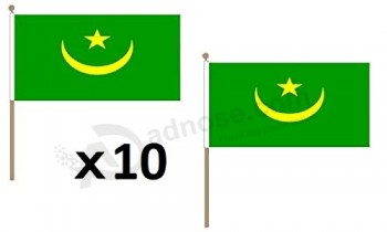 mauritania flag 12'' x 18'' wood stick - mauritanian flags 30 x 45 cm - banner 12x18 in with pole