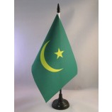 mauritania table flag 5'' x 8'' - mauritanian desk flag 21 x 14 cm - black plastic stick and base