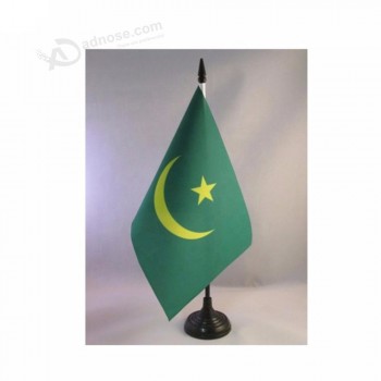 impresión de seda 68d poliéster islas mauritania bandera de mesa del país