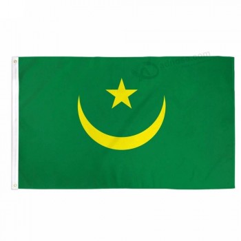 도매 3 * 5FT 폴리 에스테르 실크 인쇄 매달려 모리타니 국기 모든 크기 국가 사용자 정의 플래그