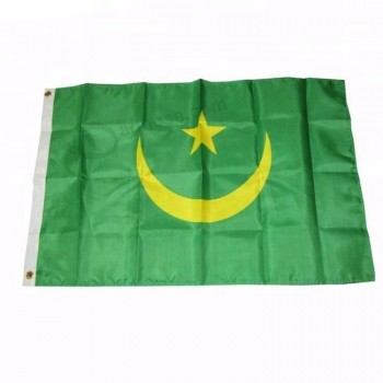 100% poliéster impreso 3 * 5 pies banderas de país de Mauritania