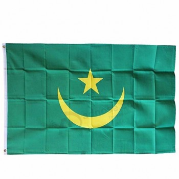 aangepaste digitale print 3x5 polyester hoge kwaliteit Mauritanië vlag met oogje