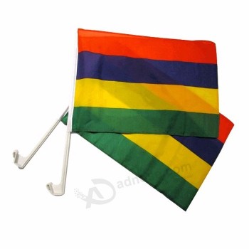 Factory directly selling car window Mauritius flag with plastic pole