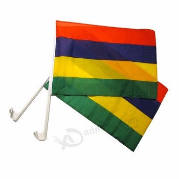 factory directly selling car window mauritius flag with plastic pole