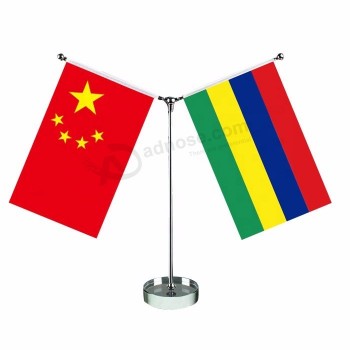 metal base mauritius table desk flag with stand