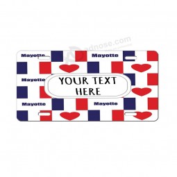 Style In Print Aluminum Car License Plate Custom Mayotte Flag Heart Pattern