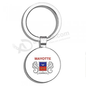 PRS Vinyl Mayotte Flag Double Sided Stainless Steel Keychain Key Ring Chain Holder Car/Key Finder