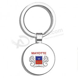 PRS vinyl mayotte flag double sided stainless steel keychain Key ring chain holder Car/Key finder