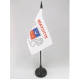 mayotte tafelvlag 4 '' x 6 '' - Franse regio van mayotte bureauvlag 15 x 10 cm - zwarte plastic stok en voet