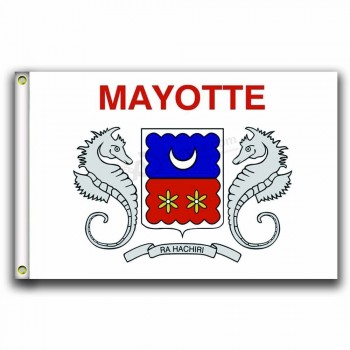 Estandarte de banderas de mccoco mayotte (local) 3x5ft-90x150cm 100% poliéster, cabeza de lona con arandela de metal, utilizada tanto en interiores como en exteriores