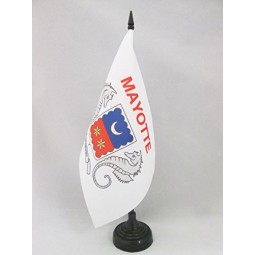 bandera de mesa mayotte 5 '' x 8 '' - bandera de escritorio de la región francesa de mayotte 21 x 14 cm - bastón y base de plástico negro