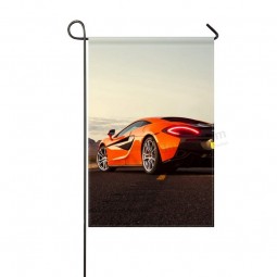 garden flag mclaren 570s rear view orange 12x18 inches(without flagpole)