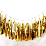 high quality decorative metallic gold foil tassel bunting banner